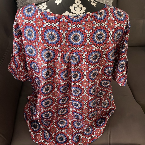 EVAN-PICONE Colorful Design Short Sleeve Blouse Size 16 - Picture 5 of 9